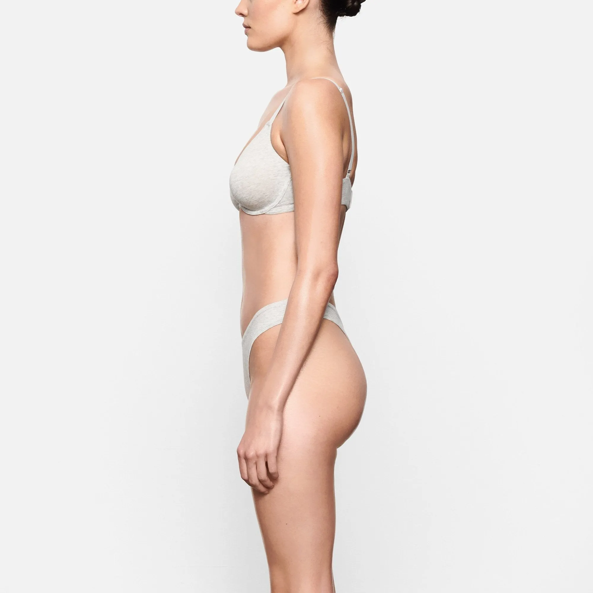 COTTON JERSEY DIPPED THONG | LIGHT HEATHER GREY