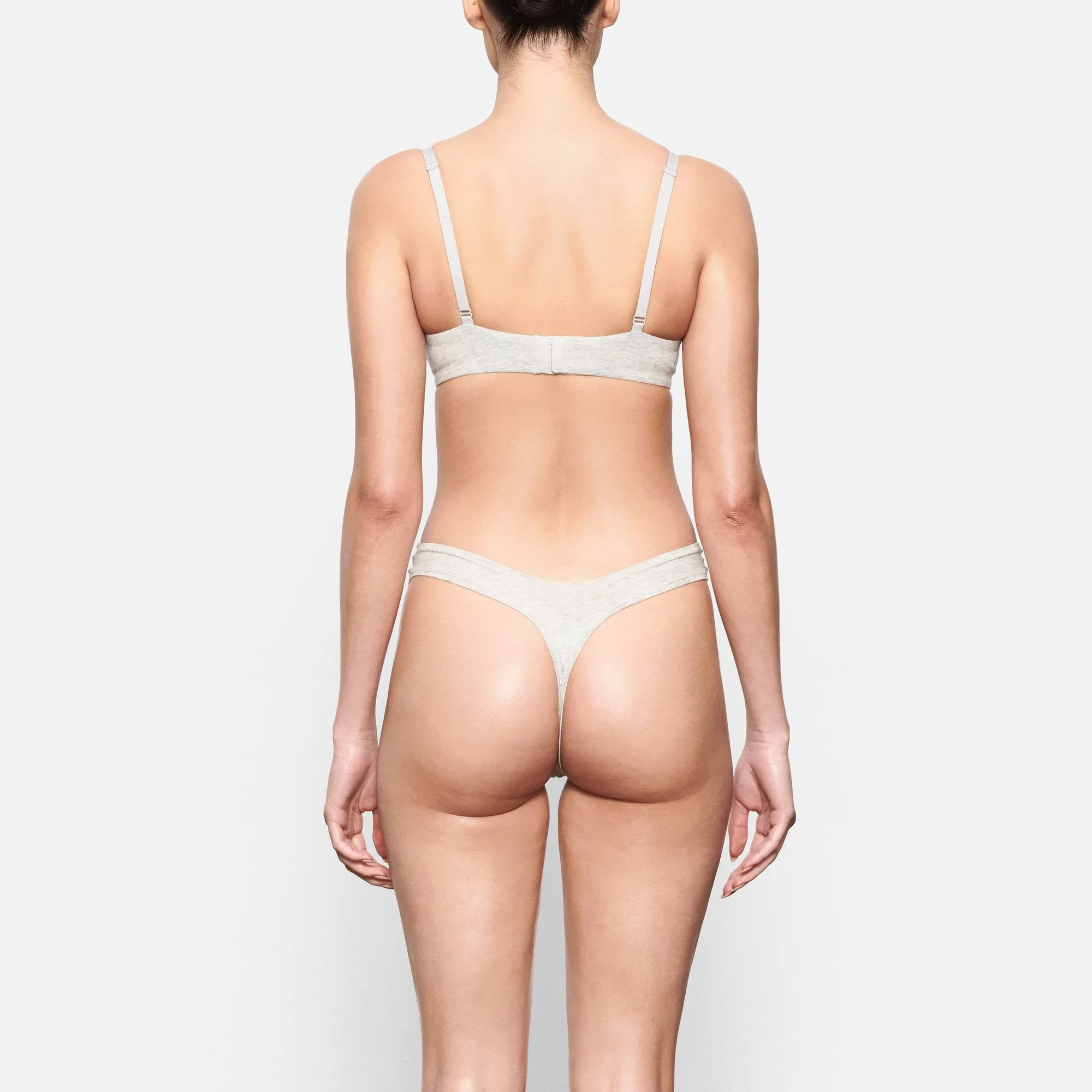 COTTON JERSEY DIPPED THONG | LIGHT HEATHER GREY