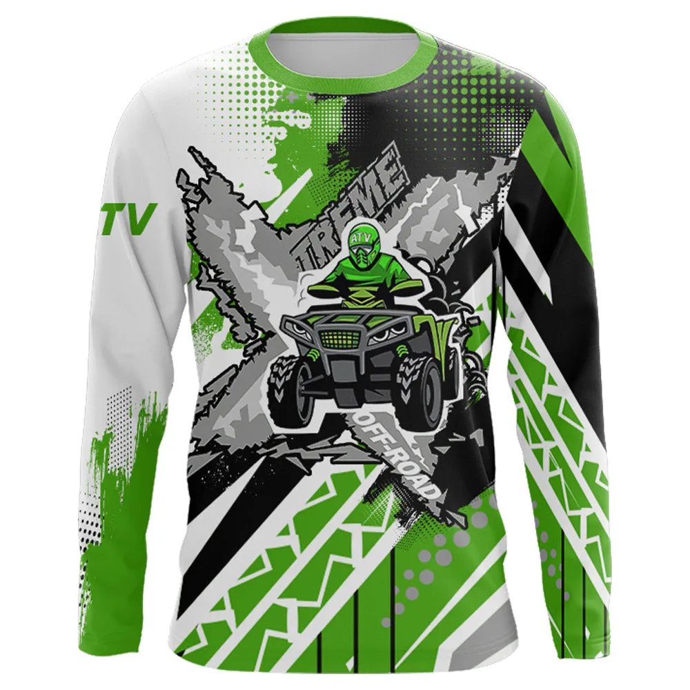 Custom ATV Racing Jersey ATV Motocross Shirt Green Upf30  ATV Quad Bike Shirt Men Women