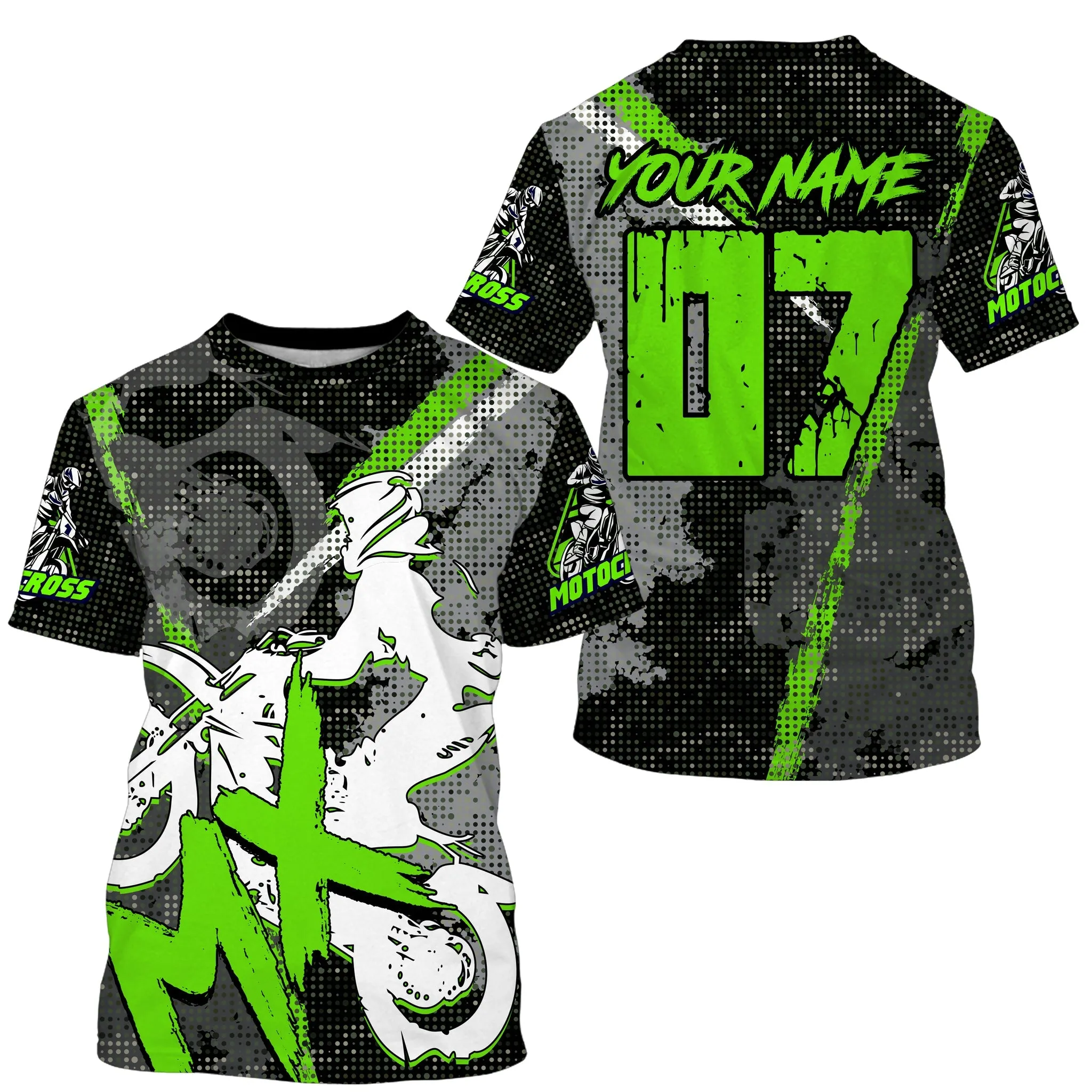 Custom Motocross Off-Road Jersey Green Xtreme Mx Dirt Bike Shirt Motorcycle, Biker 3D Long Sleeve