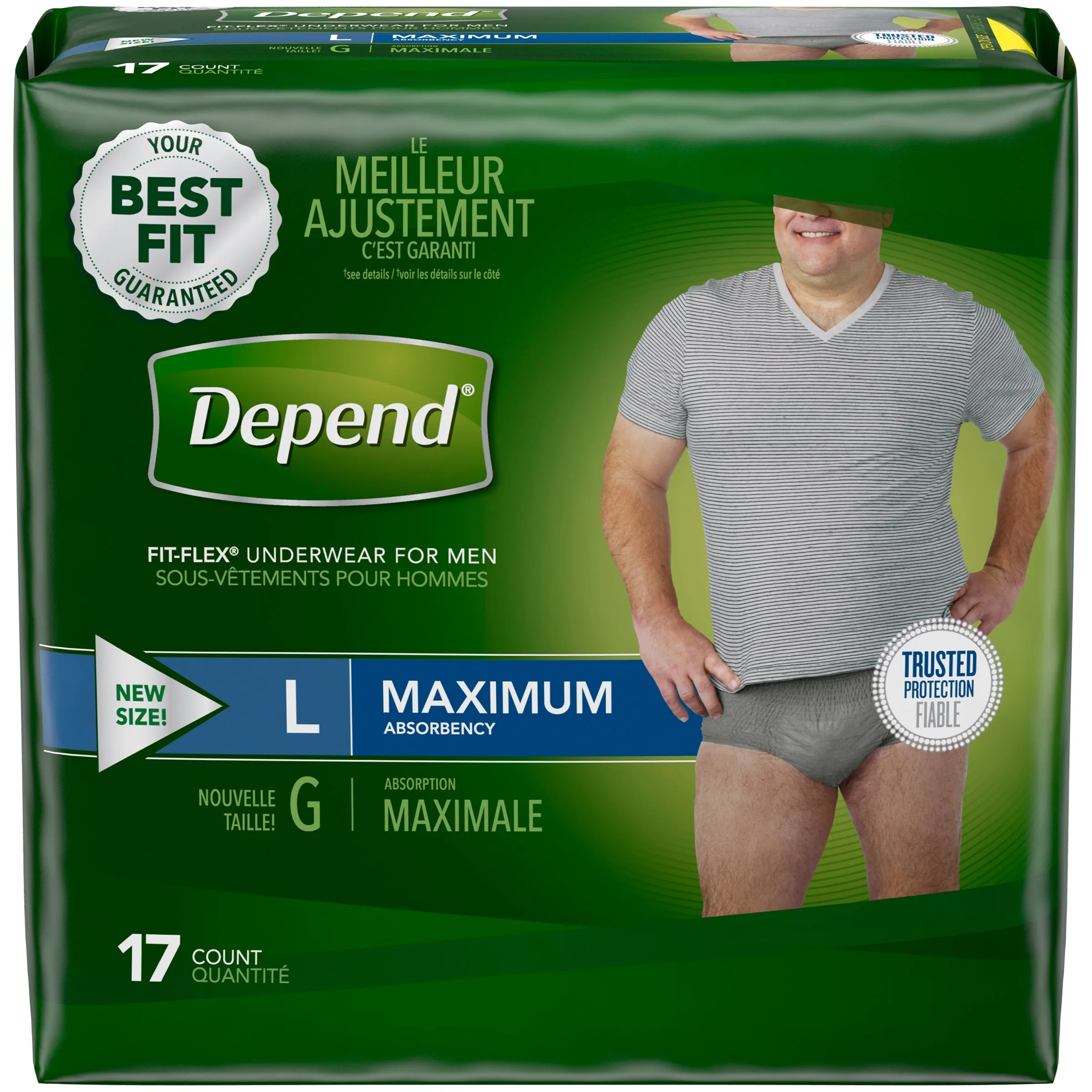 Depend 47926 Adult Absorbent Underwear, Pack of 17