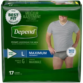 Depend 47926 Adult Absorbent Underwear, Pack of 17