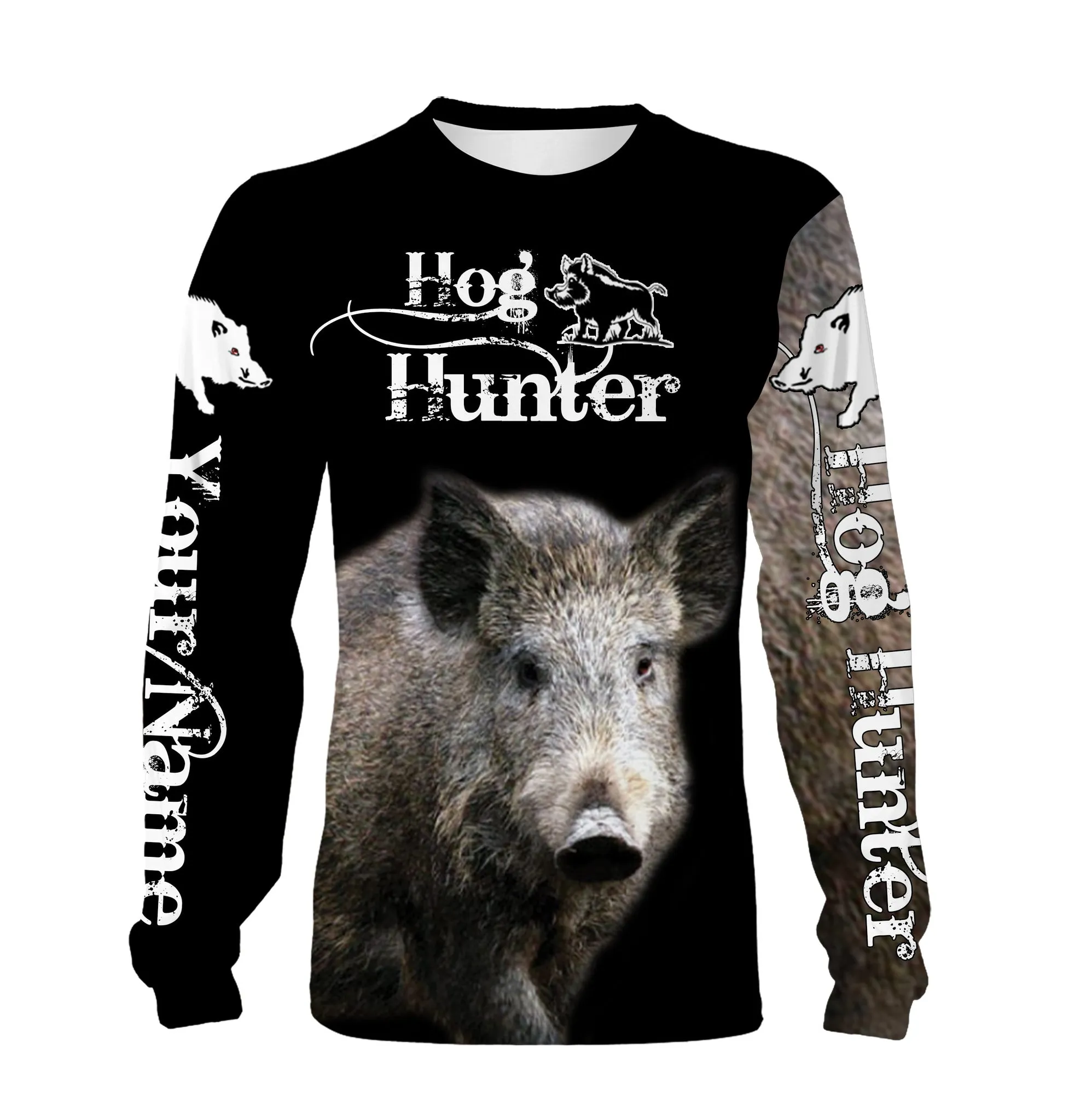 Feral Hog Hunting Custom Name 3D All Over Print Long Sleeve Christmas Hunting Shirt