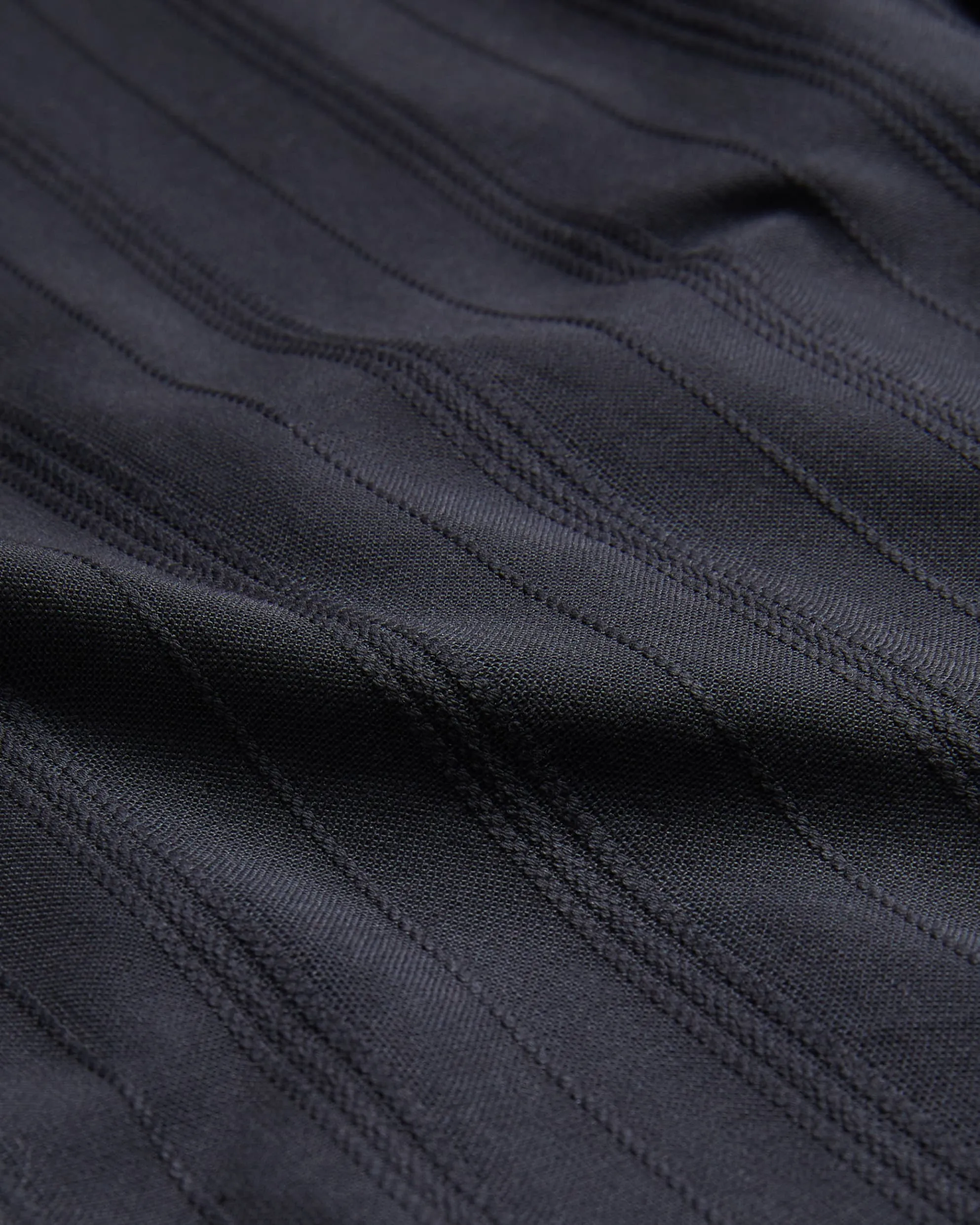 Fier Textured Stripe Grandad Collar Shirt Black
