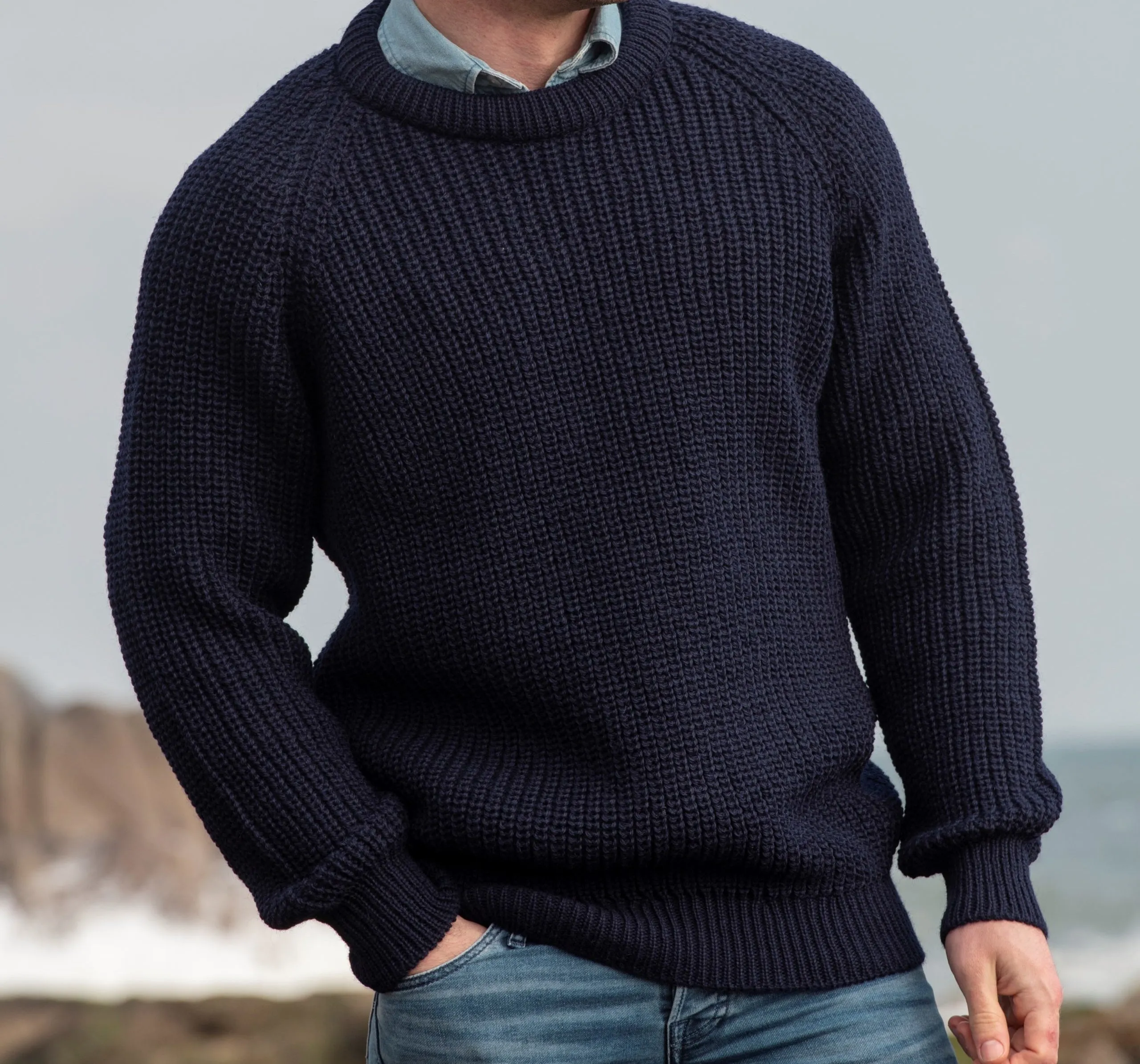 Fisherman’s Rib Jumper - Navy