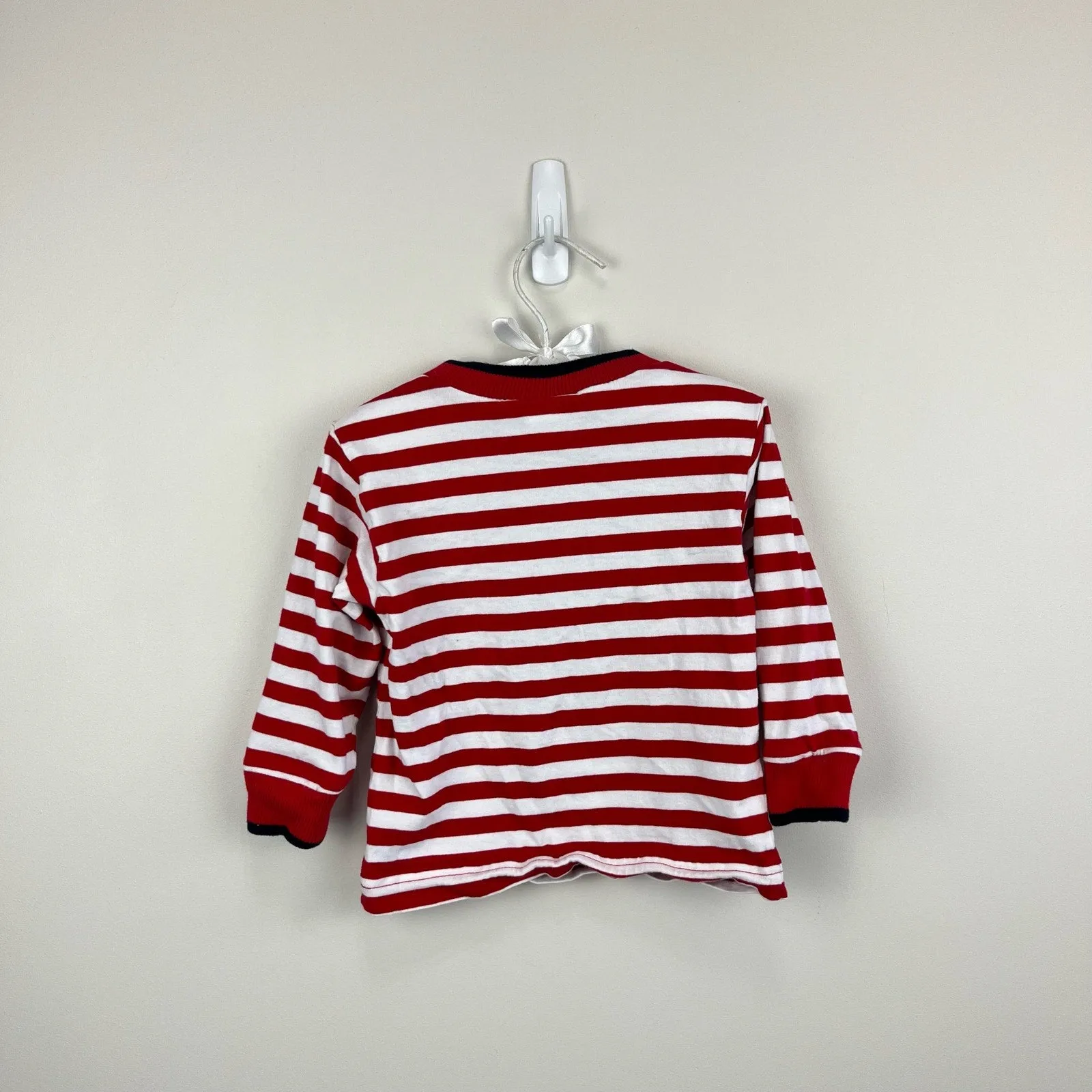 Florence Eiseman Red and White Striped Snowman Applique Tee 24 Months