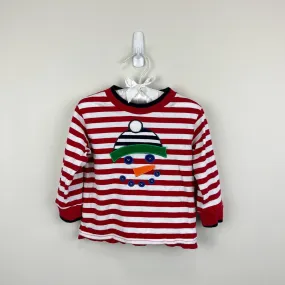 Florence Eiseman Red and White Striped Snowman Applique Tee 24 Months