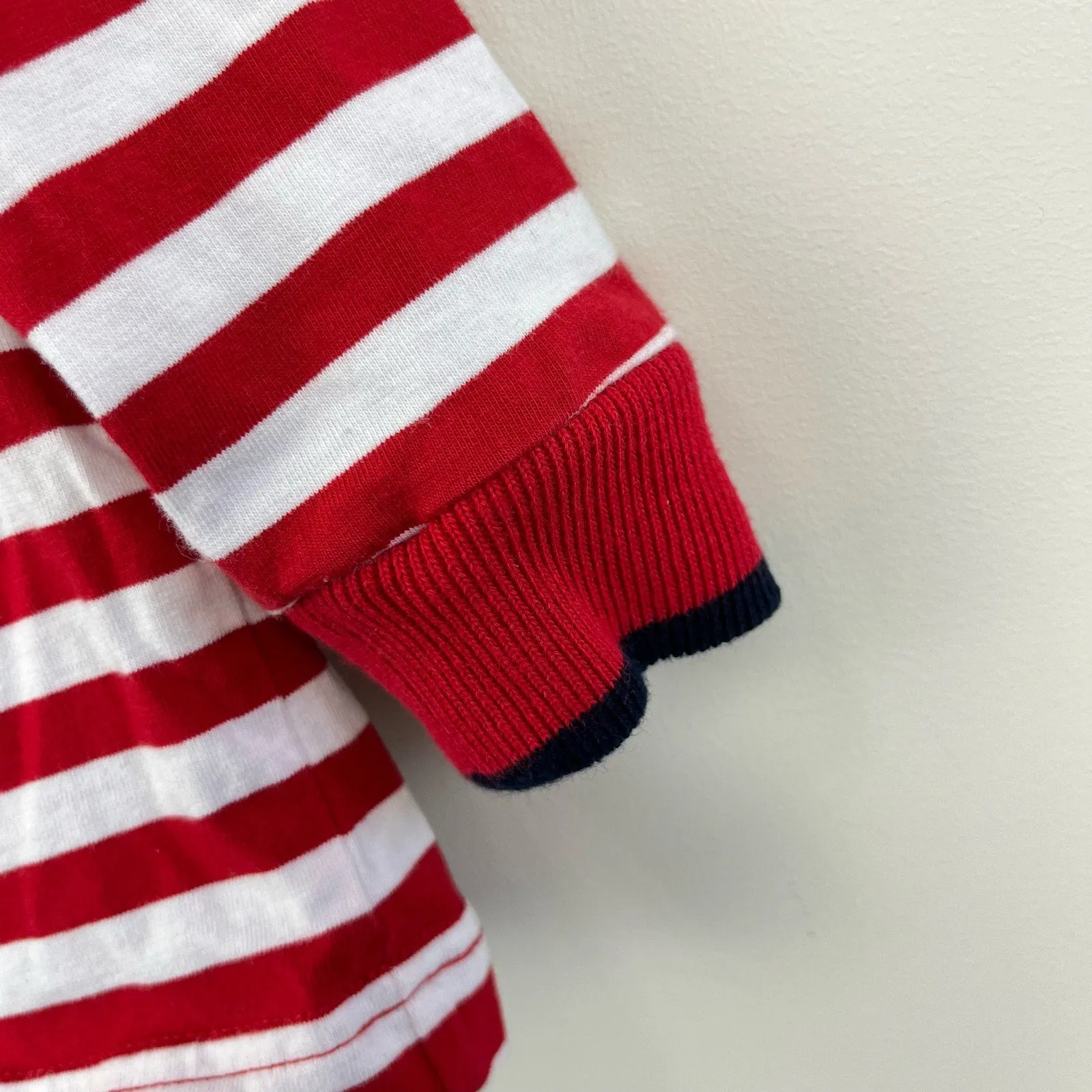 Florence Eiseman Red and White Striped Snowman Applique Tee 24 Months