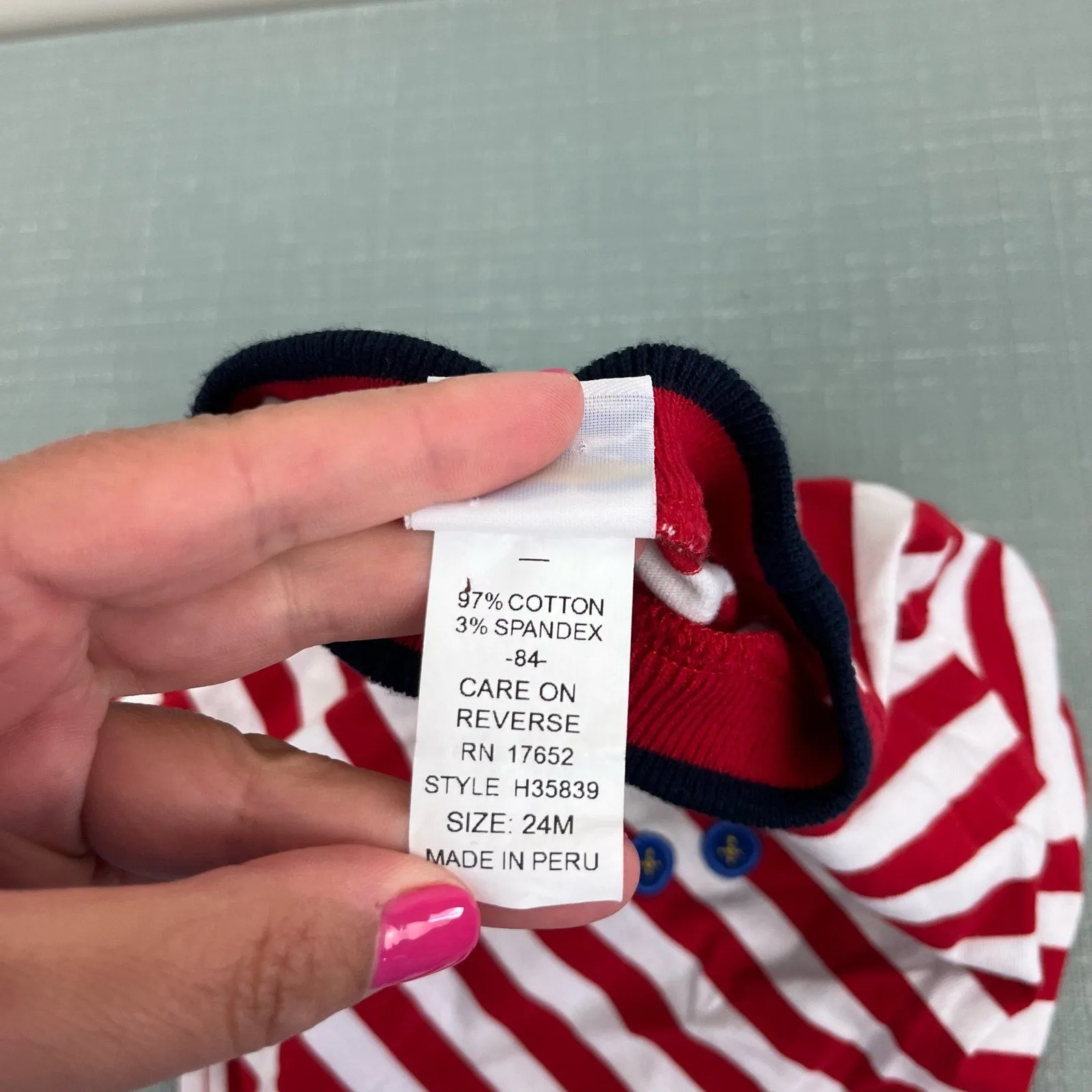 Florence Eiseman Red and White Striped Snowman Applique Tee 24 Months