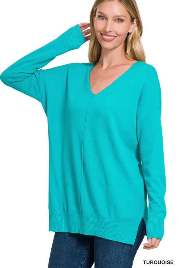 Garment Dyed Front Seam Sweater