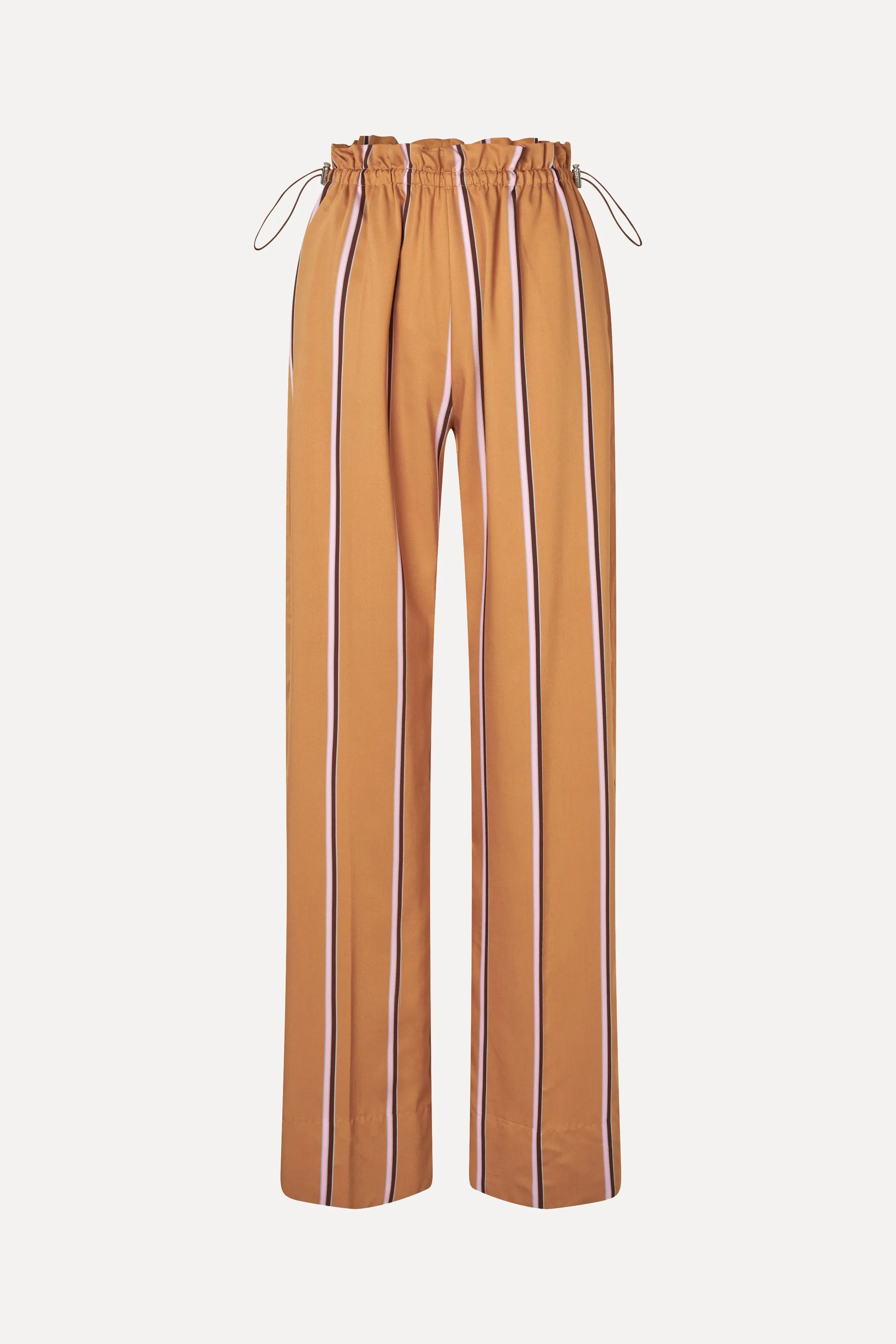 Gathered Long Pants - Cocoa Stripes