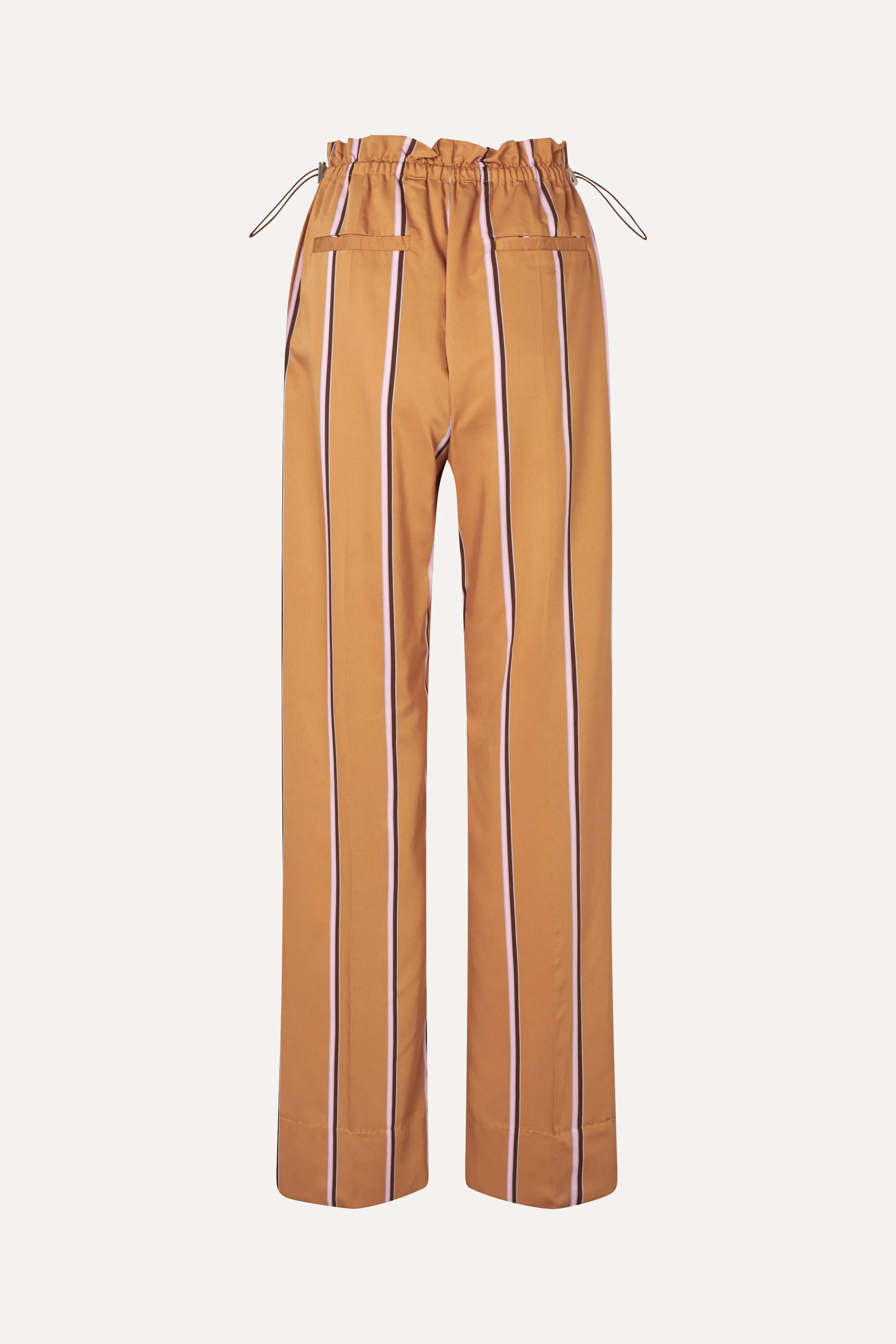 Gathered Long Pants - Cocoa Stripes