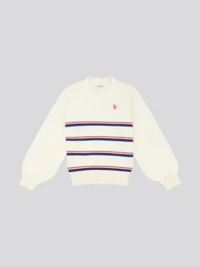 Girls Balloon Sleeve Jumper in Egret