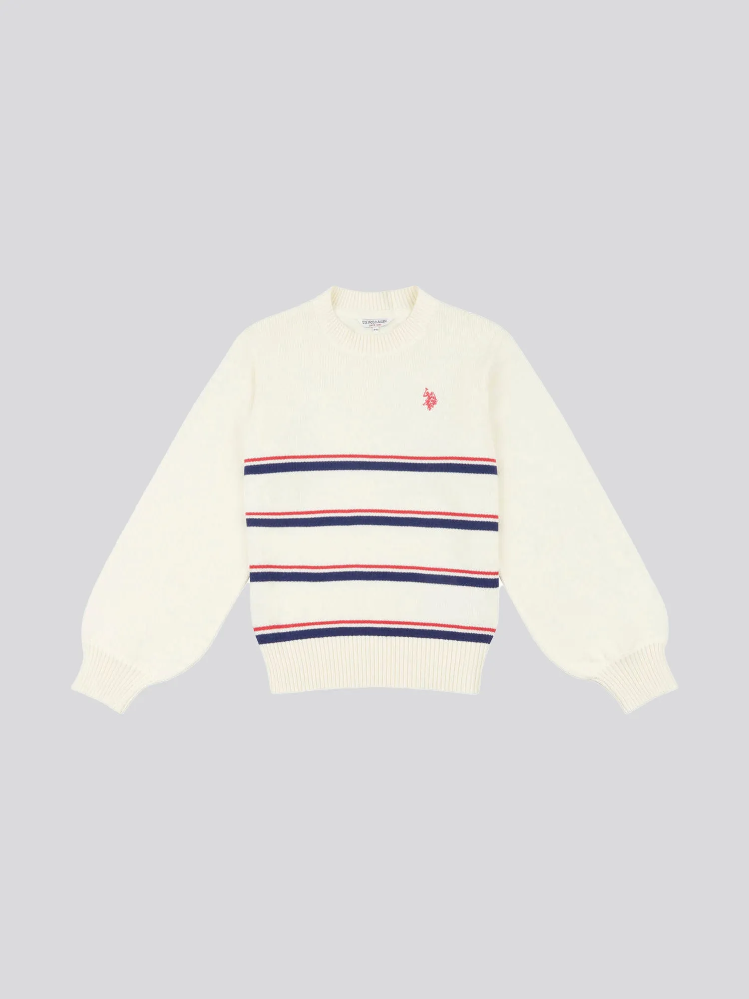 Girls Balloon Sleeve Jumper in Egret