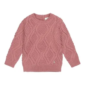 Girls Cable Sweatshirt Dark Old Pink | Koko-Noko