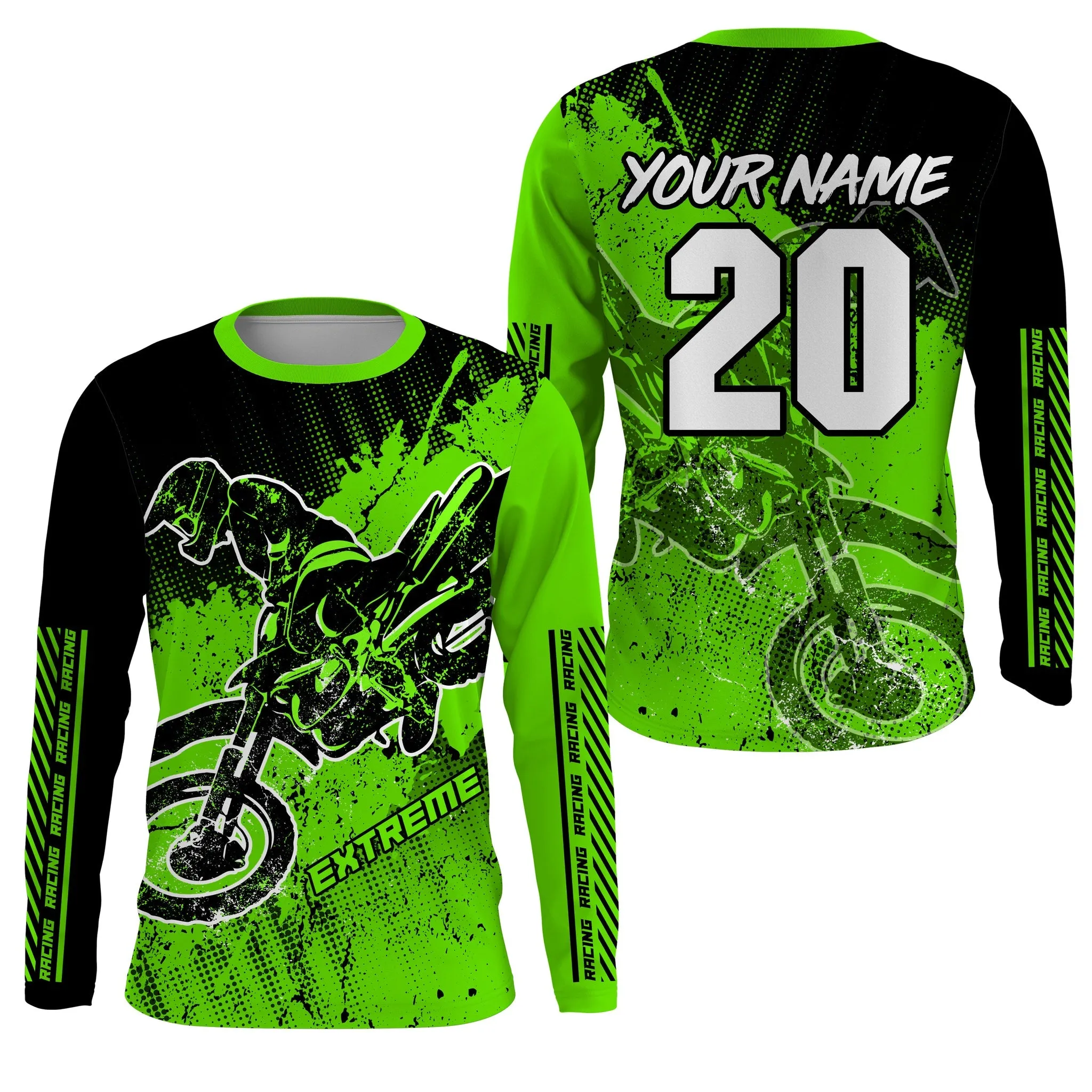 Green And Pink Motocross Men Women Jersey Custom Extreme Off-Road Dirt Bike Long Sleeve Shirt Motorcycle