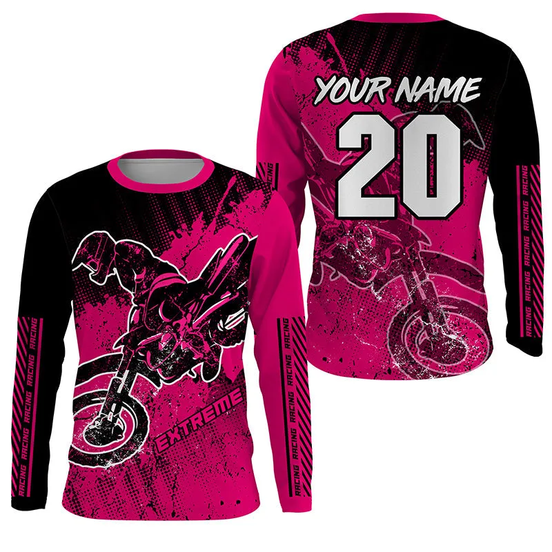 Green And Pink Motocross Men Women Jersey Custom Extreme Off-Road Dirt Bike Long Sleeve Shirt Motorcycle