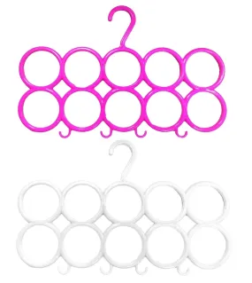 Heart Home 10-Circle Plastic 2 Pieces Ring Hanger for Scarf, Shawl, Tie, Belt, Closet Accessory Wardrobe Organizer (Multicolor) - CTHH14512