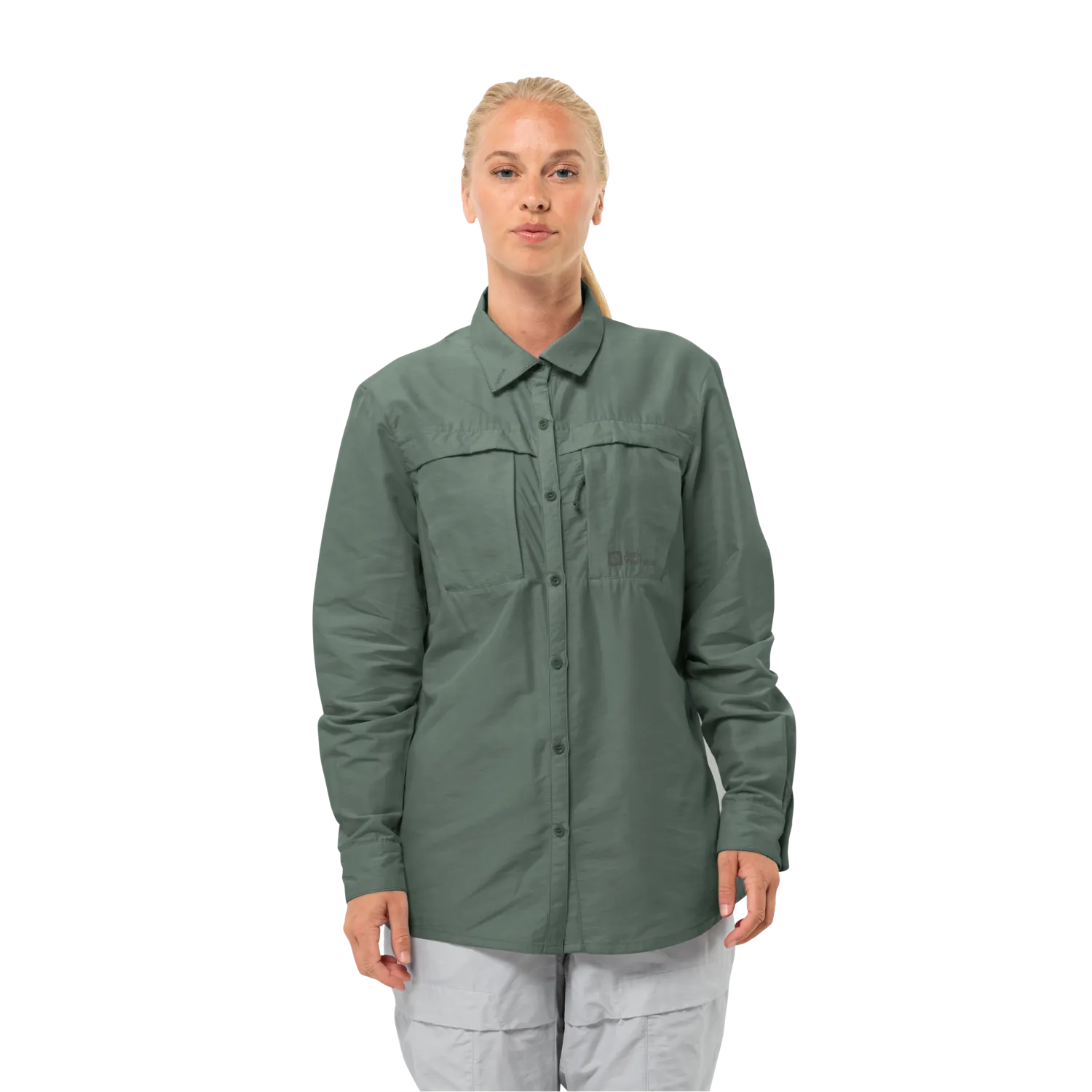 Jack Wolfskin Women&#x27;s Barrier Long Sleeve Shirt Hedge Green | Buy Jack Wolfskin Women&#x27;s Barrier Long Sleeve Shirt Hedge Green here | Outnorth