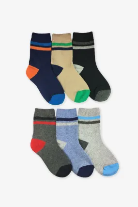 Jefferies Socks Stripe Crew Kids Socks 6-Pack