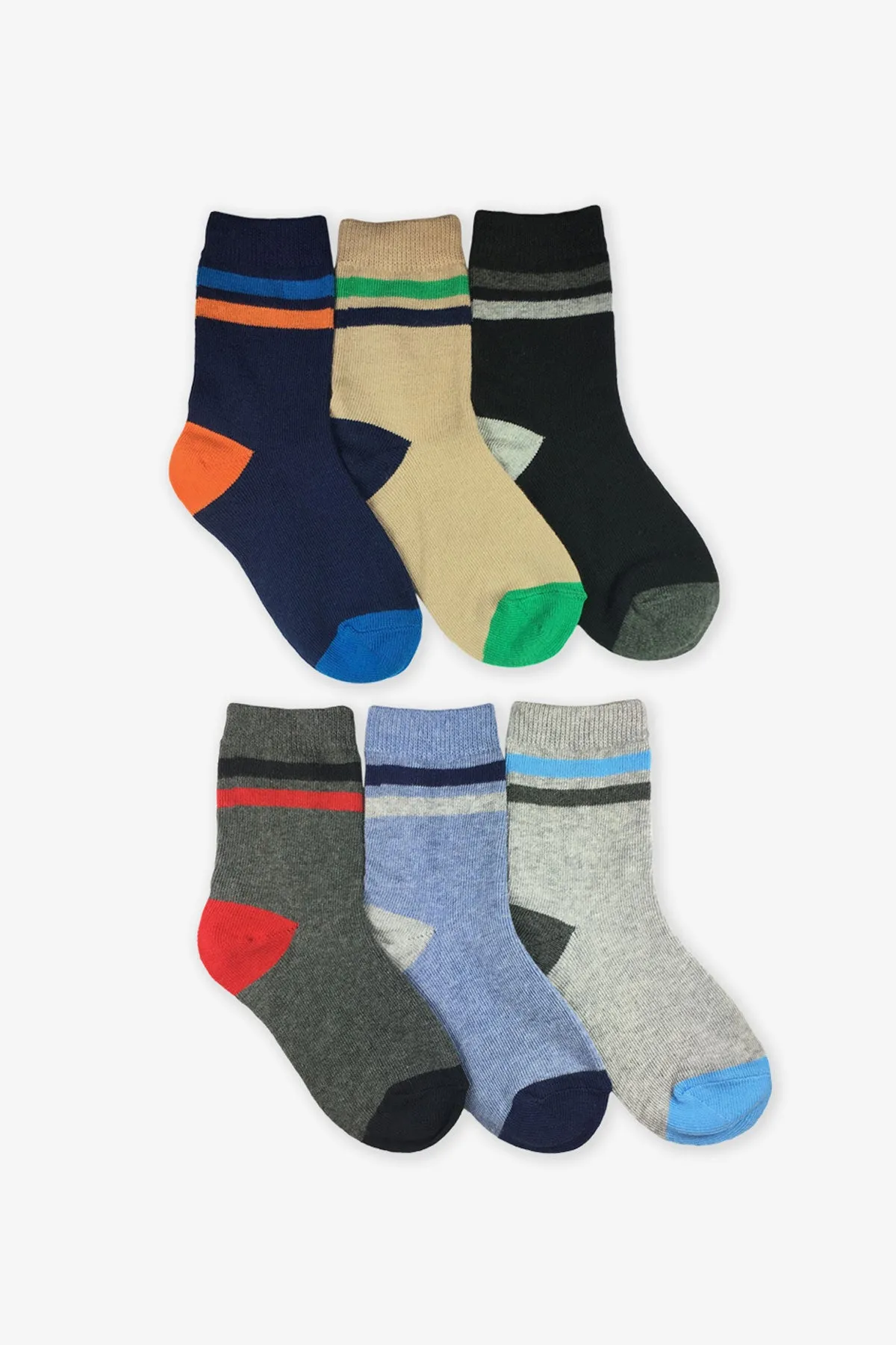 Jefferies Socks Stripe Crew Kids Socks 6-Pack