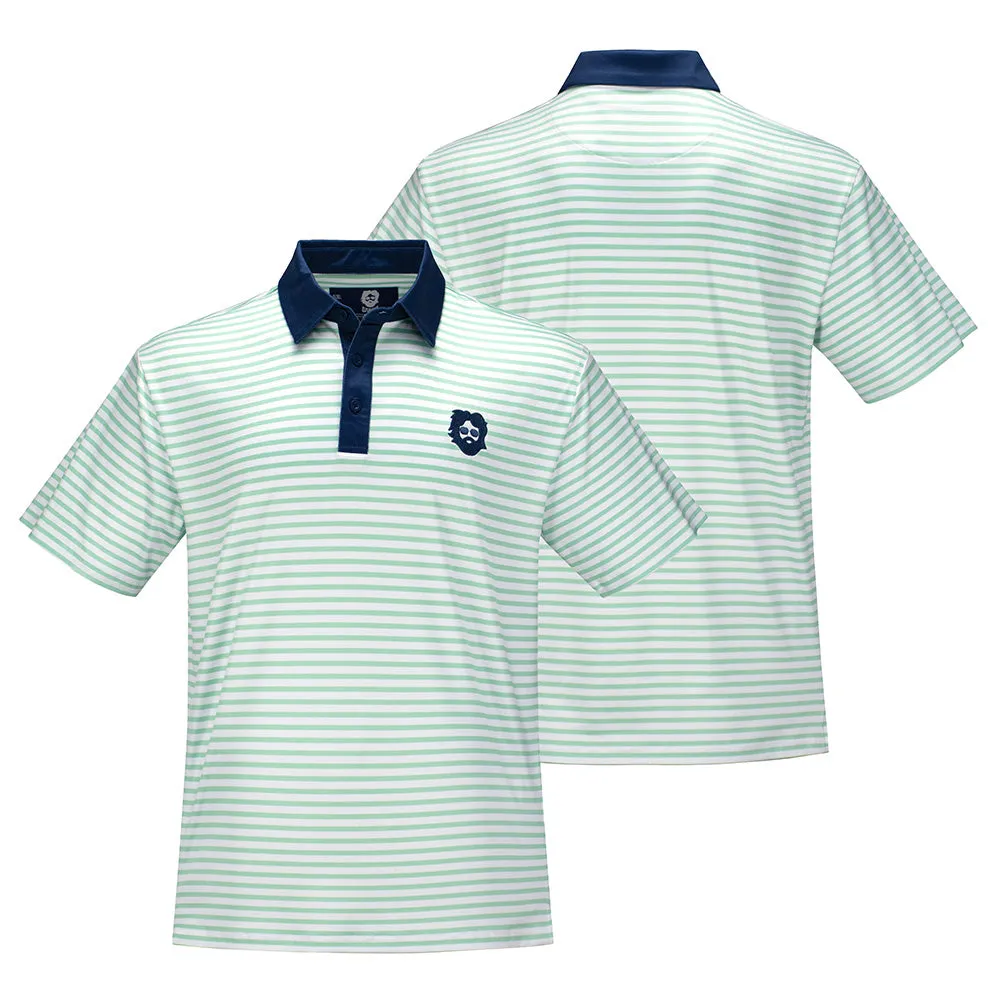 Jerry Garcia | Eco-Friendly Performance Polo  | Jerry Green and White Stripes
