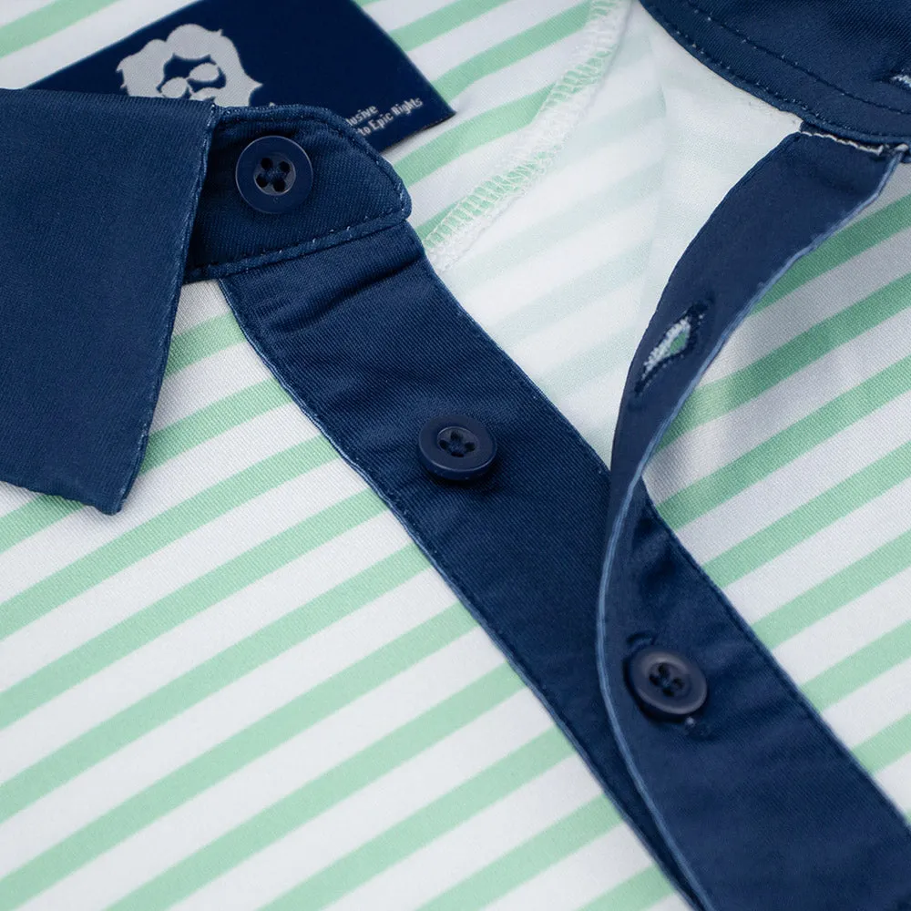 Jerry Garcia | Eco-Friendly Performance Polo  | Jerry Green and White Stripes