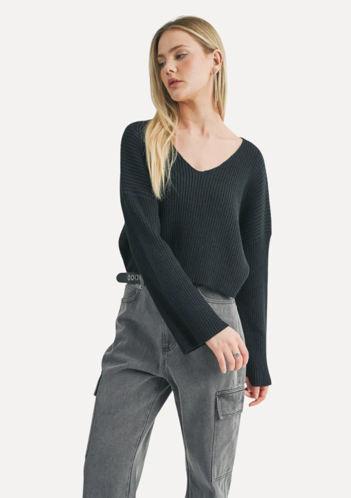 Julia V-Neck Sweater - Black