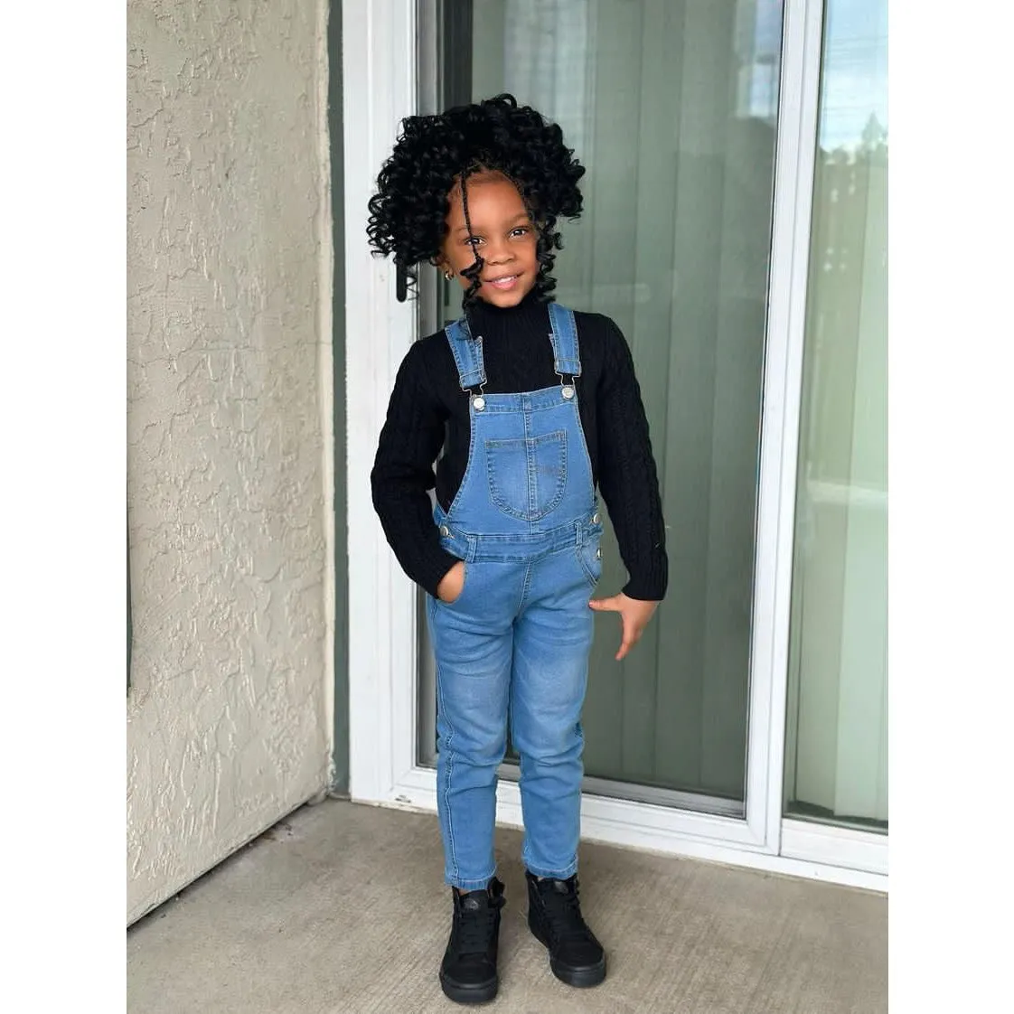 Kids Washed Fashion Soft Jeans Overalls