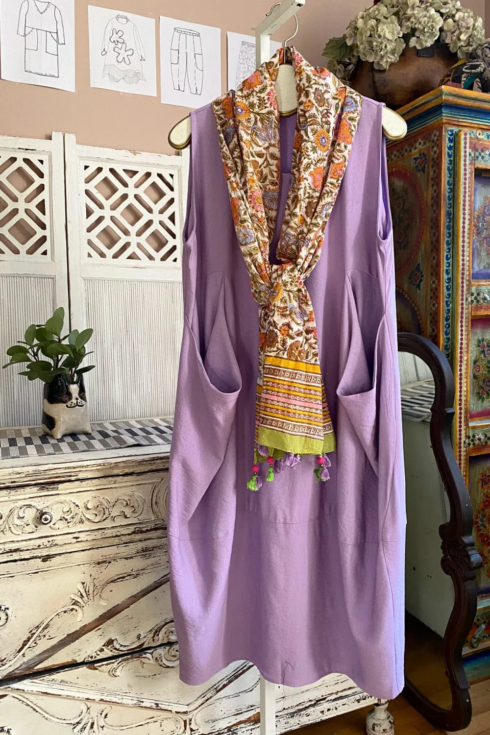 Lavender Two Pocket Tank Dress
