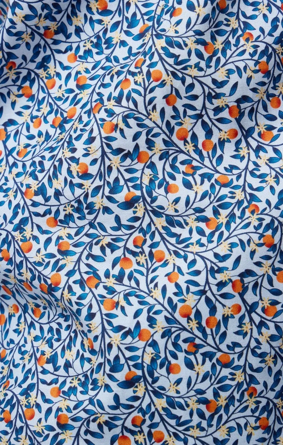 Light Blue Orange Trees Long Sleeve Shirt