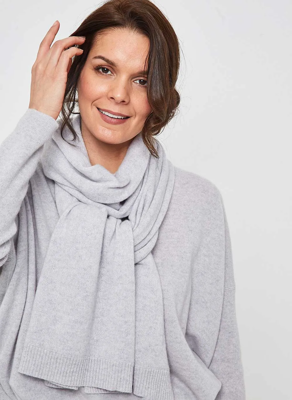 Long Sleeve Cashmere Kimono - Glass Grey