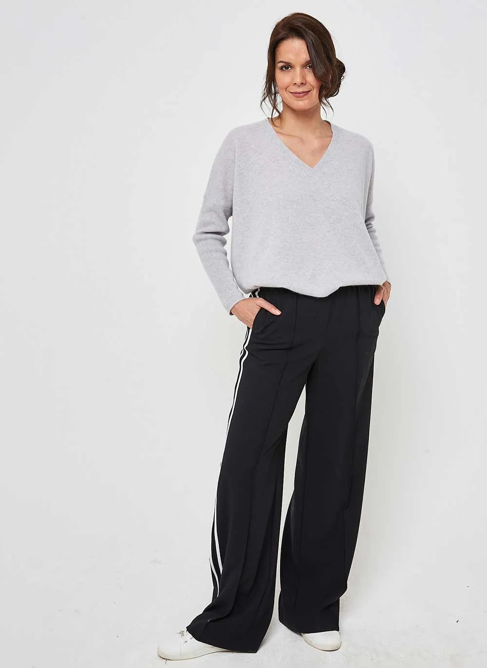 Long Sleeve Cashmere Kimono - Glass Grey