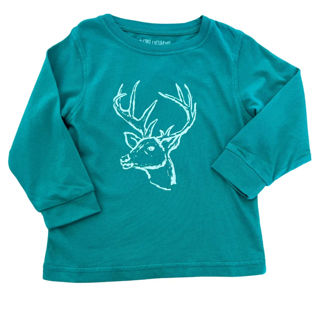 Long Sleeve Green Deer T-Shirt