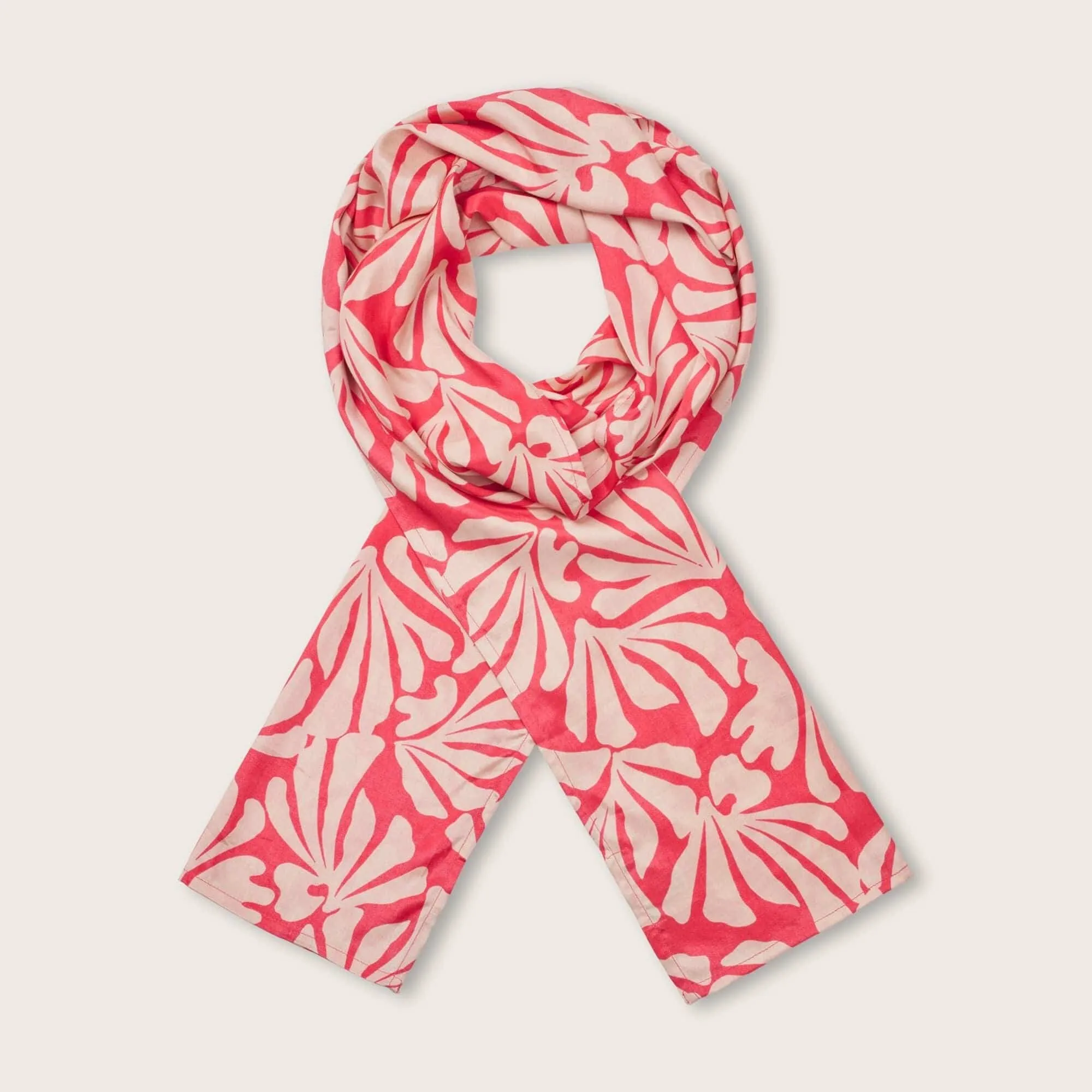 Masai Along Floral Scarf In Hibiscus Coral