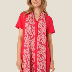 Masai Along Floral Scarf In Hibiscus Coral