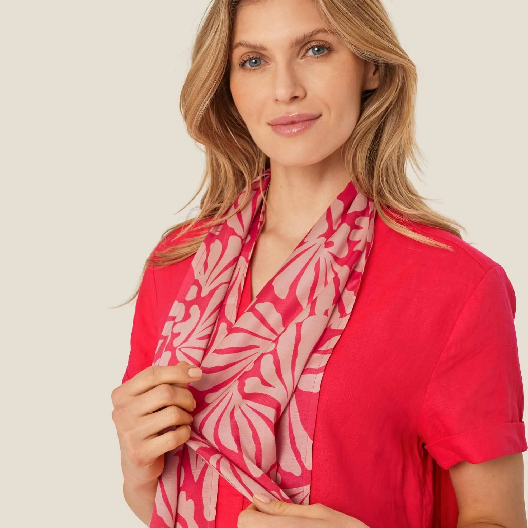 Masai Along Floral Scarf In Hibiscus Coral