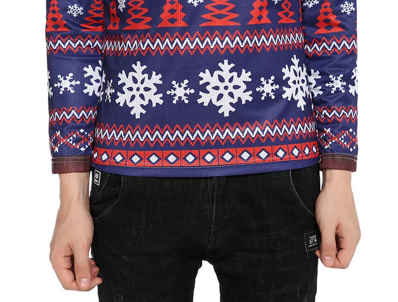 Men Crewneck Christmas Prints Long Sleeves T-Shirt
