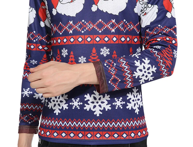 Men Crewneck Christmas Prints Long Sleeves T-Shirt