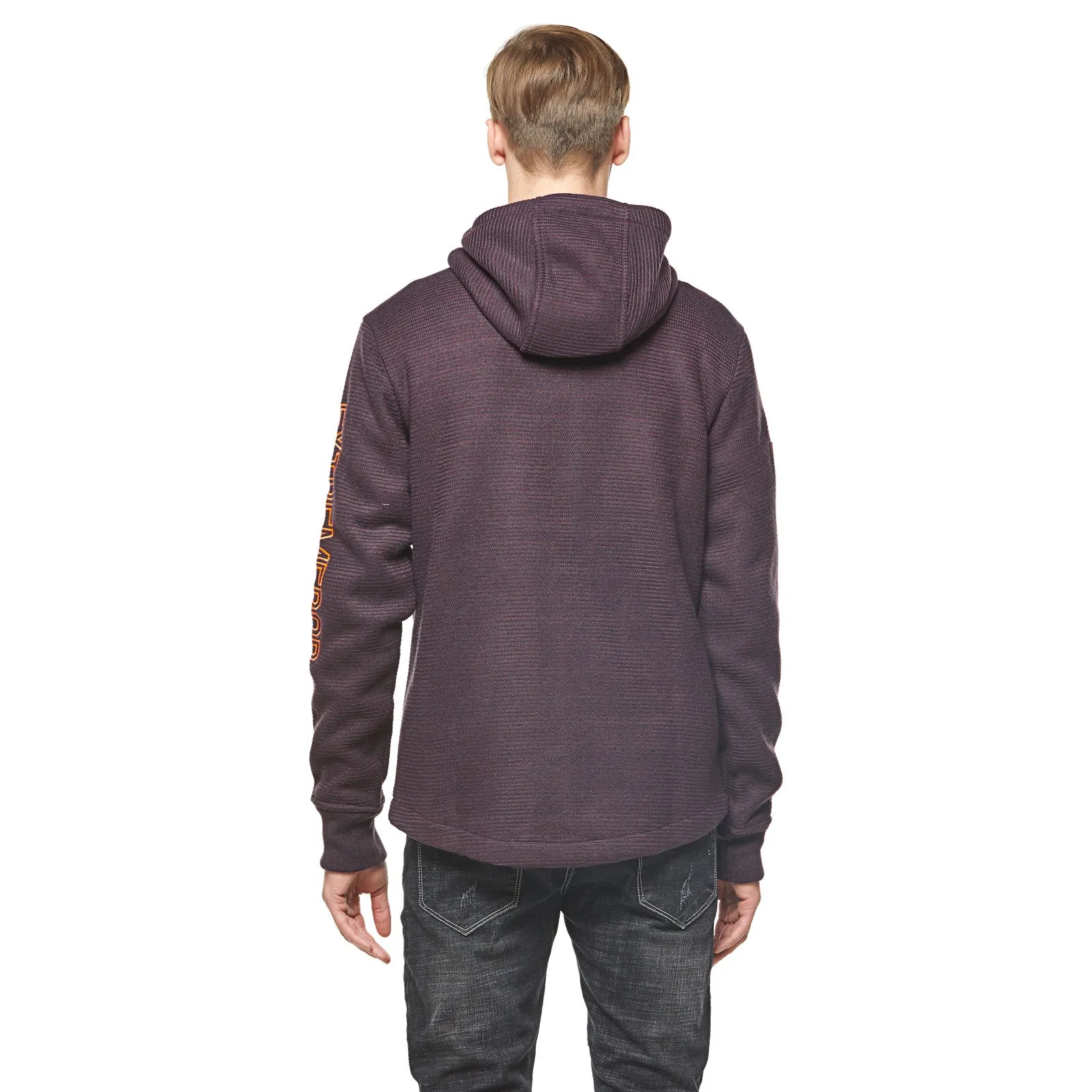 Men's Jacquard heather knit bonded Jacket Purple Grey  S M L XL