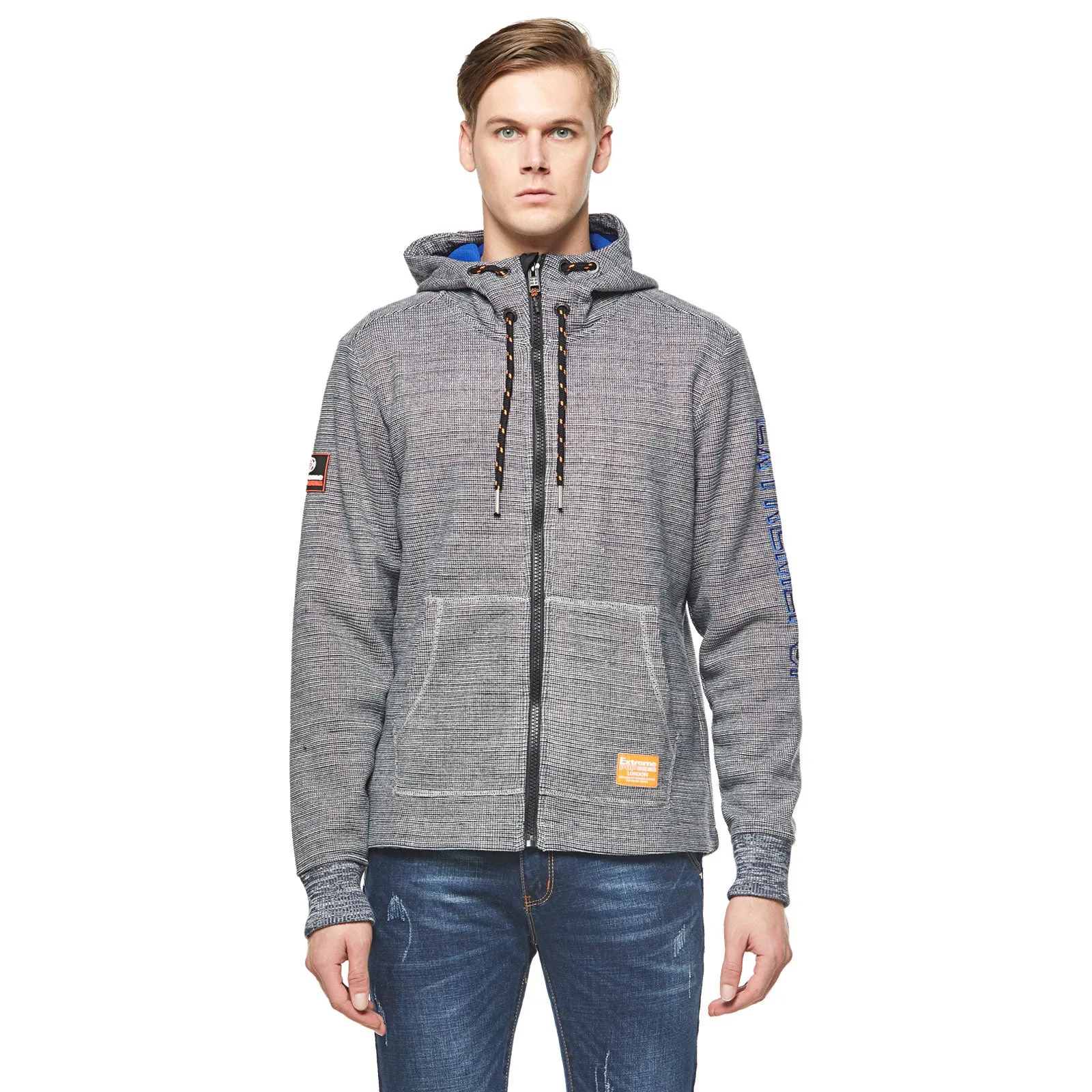 Men's Jacquard heather knit bonded Jacket Purple Grey  S M L XL
