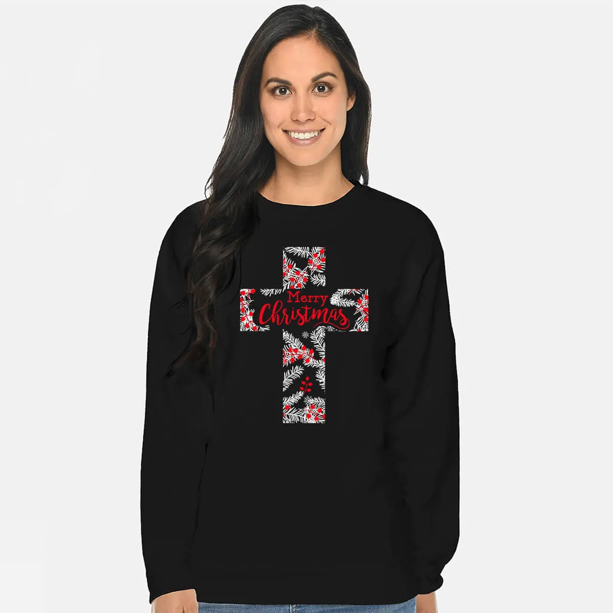 Merry Christmas Cross Unisex Crewneck Sweatshirt