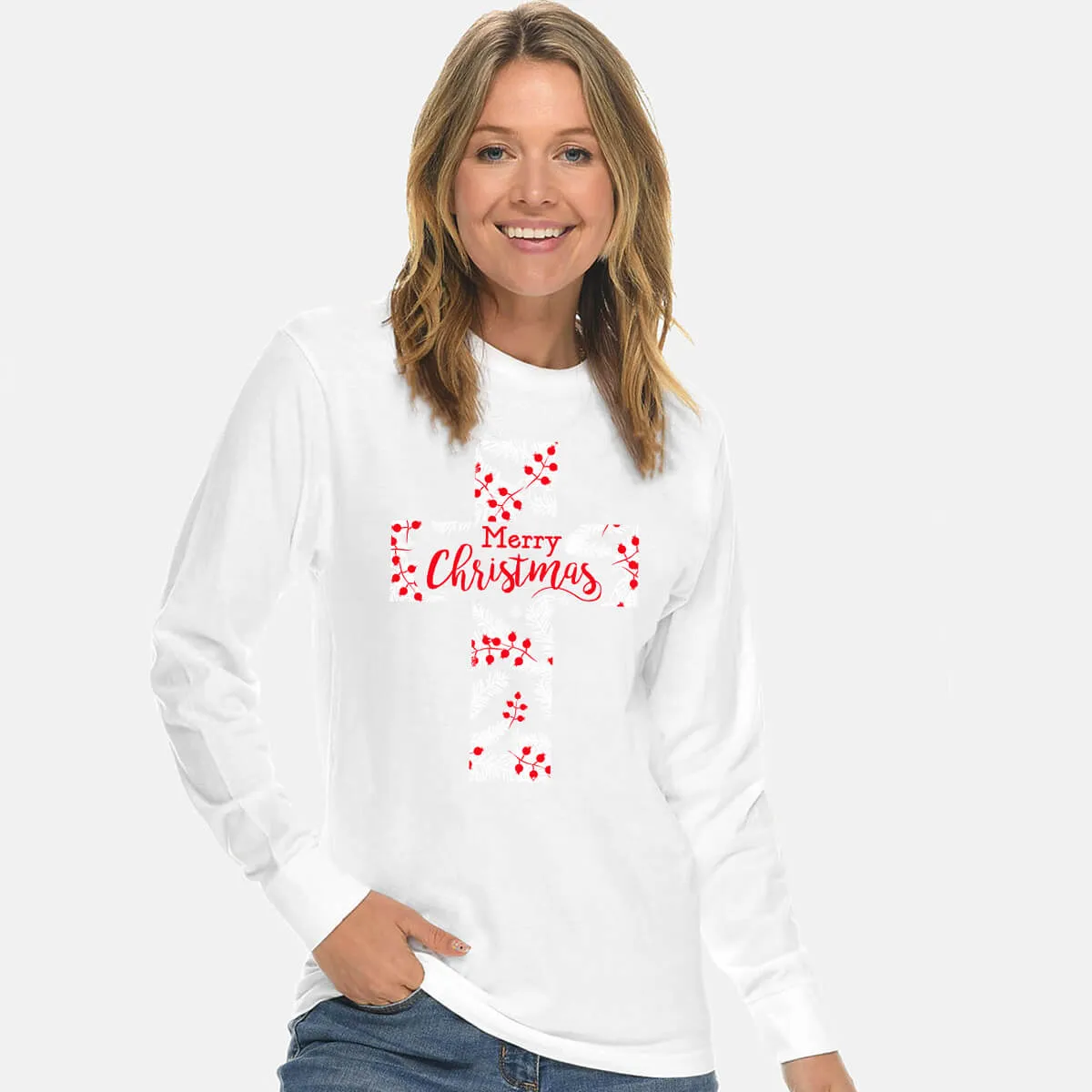 Merry Christmas Cross Unisex Long Sleeve T Shirt