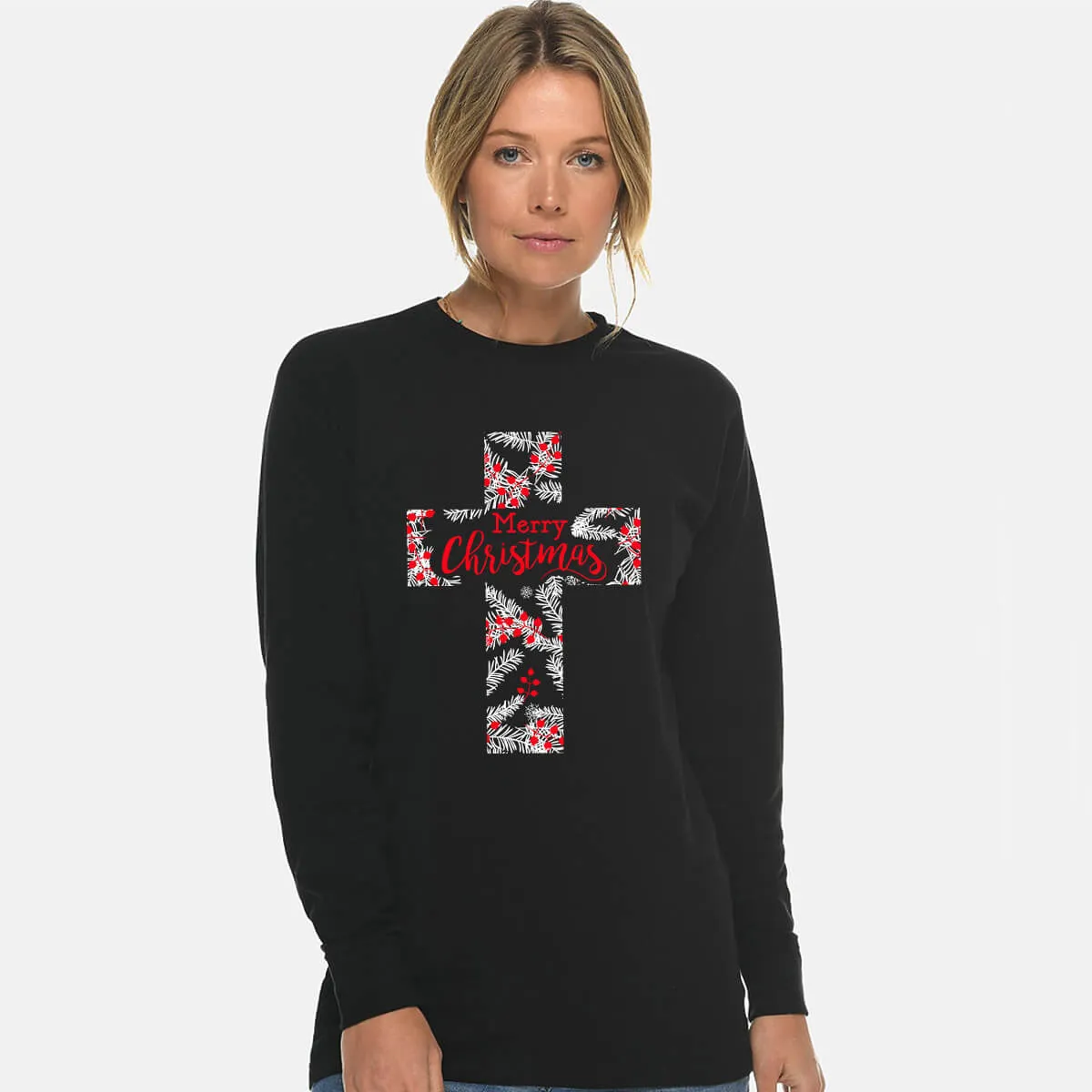 Merry Christmas Cross Unisex Long Sleeve T Shirt