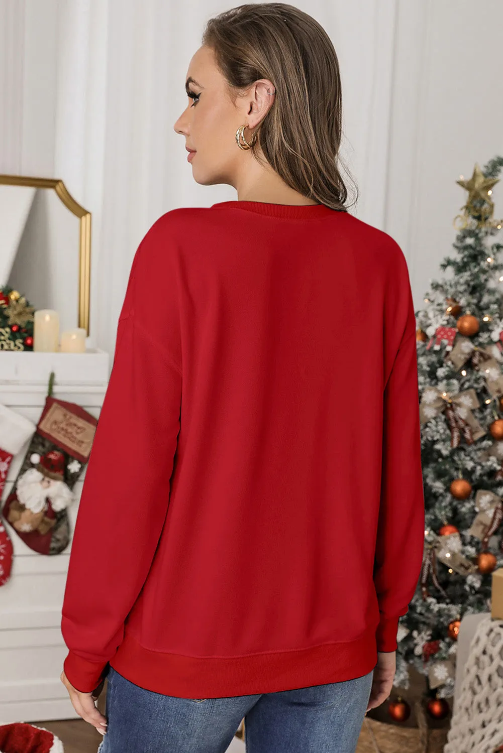 Merry Mood Christmas T-Shirt Long Sleeve Round Neck Sweatshirt
