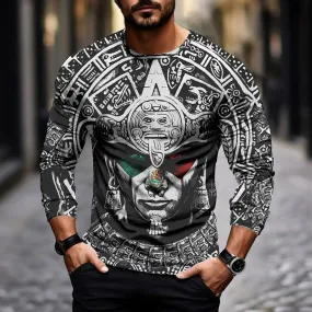 Mexico Aztec Pattern 3D Long Sleeve Shirt, Perfect Shirt for Men Women Mexican, Christmas Gift