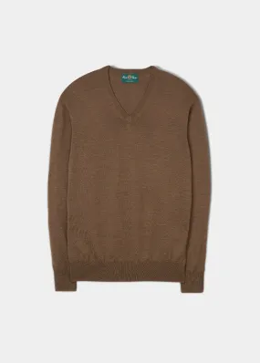 Millbreck Merino Wool Jumper in Chestnut - Regular Fit