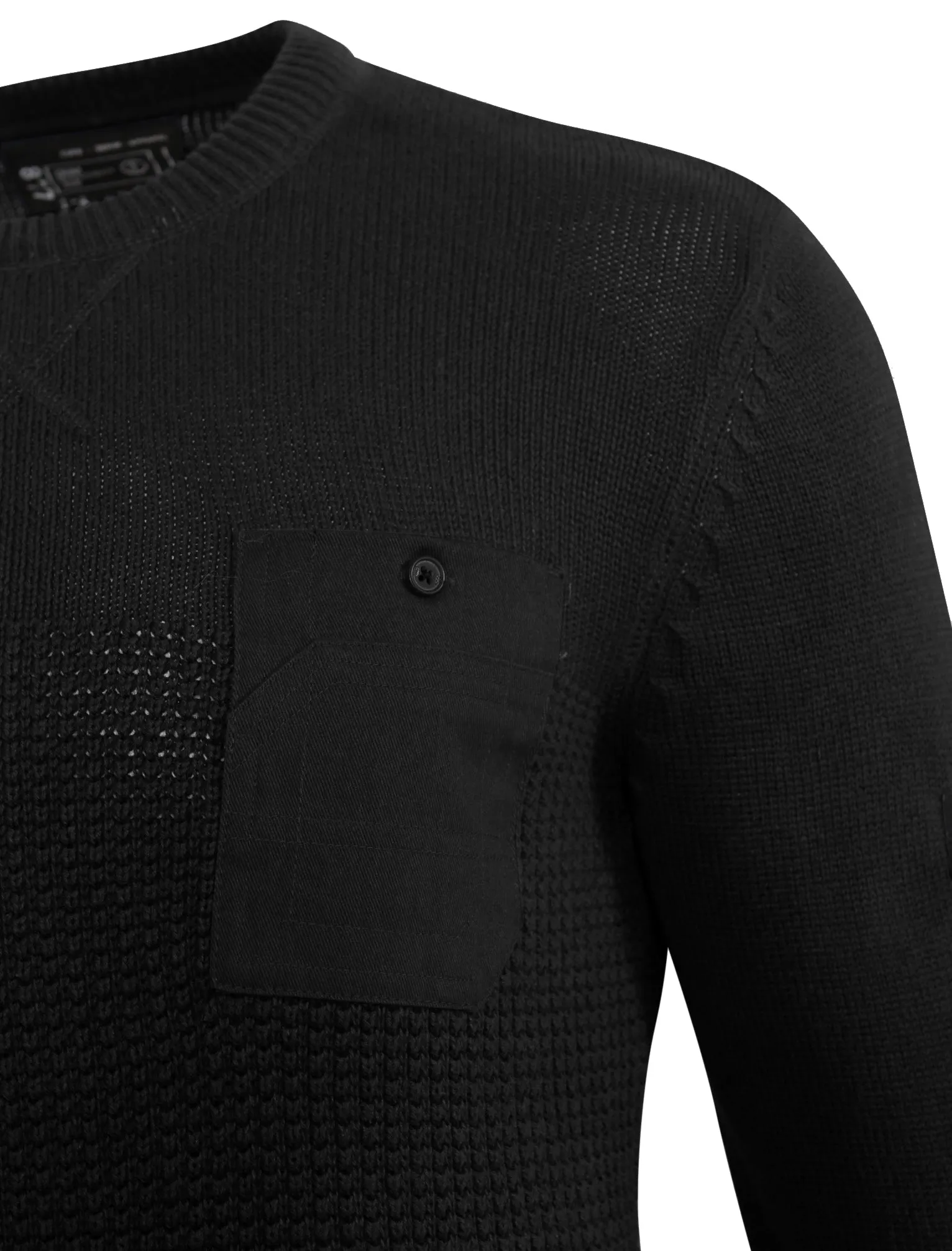 Miller Cable Knit Jumper with Pocket in Black - Dissident