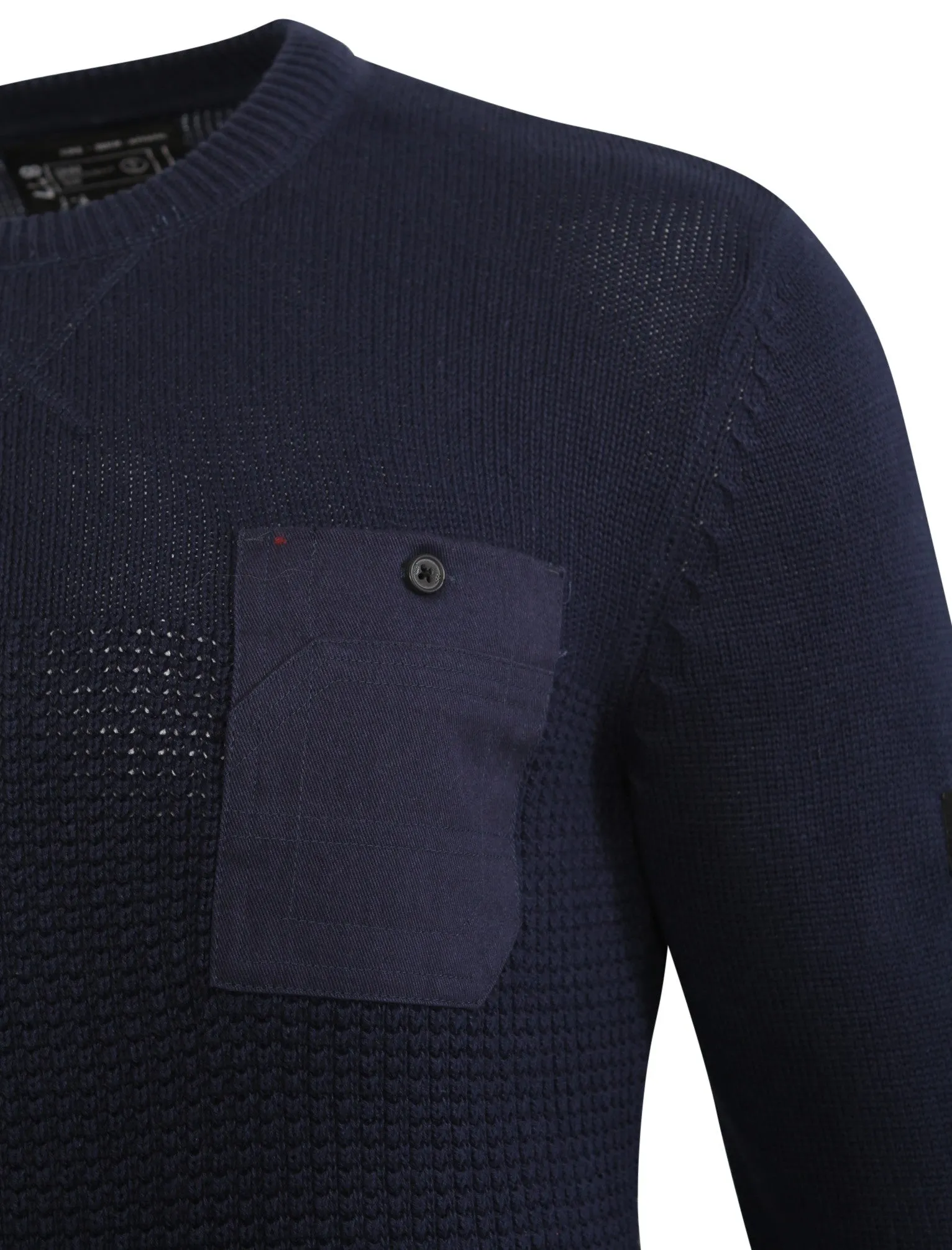 Miller Cable Knit Jumper with Pocket in Midnight Blue - Dissident
