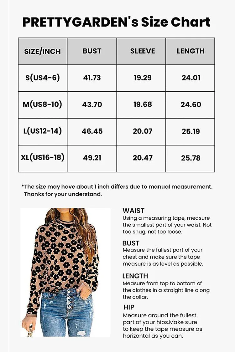 Mock Neck Floral Print Knitted Sweater Color Block Light Weight Sweater